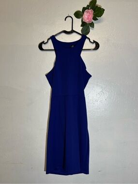 JEM Royal Blue Midi Dress with High Neck